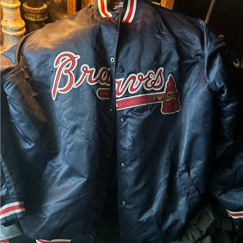 Majestic Blue and Red Varsity Bomber Jacket